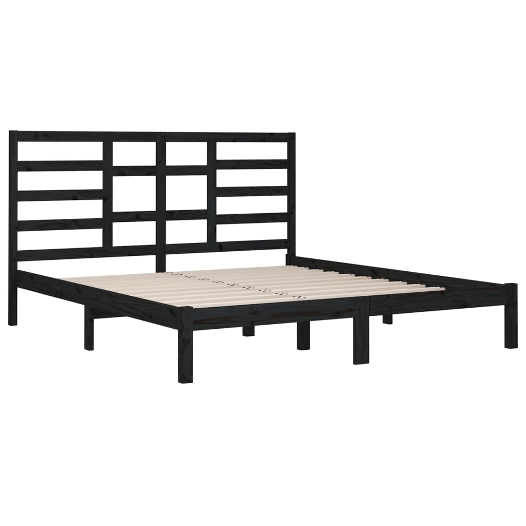 Cadre de lit sans matelas noir bois massif 200x200 cm - XIOS