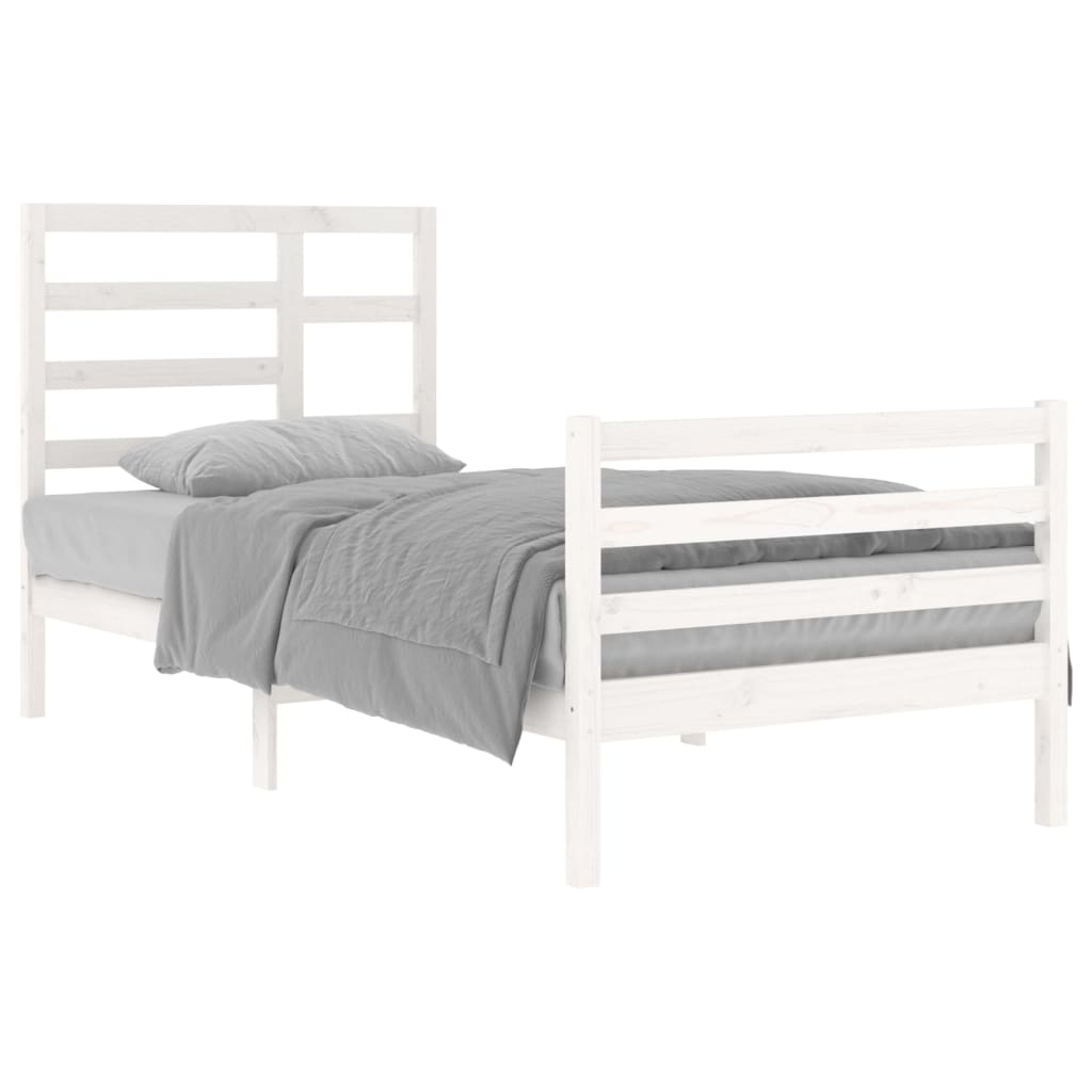 Cadre de lit sans matelas blanc bois massif 90x200 cm - XIOS