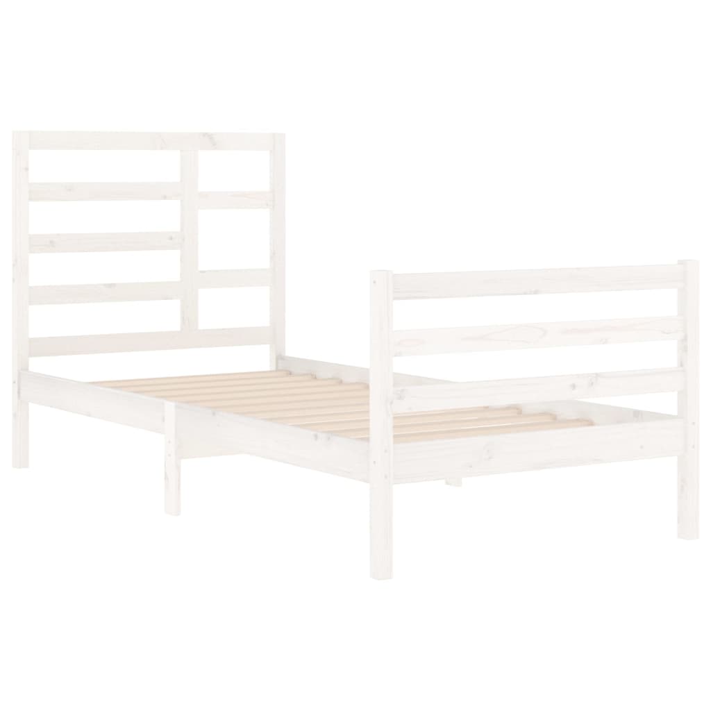 Cadre de lit sans matelas blanc bois massif 90x200 cm - XIOS