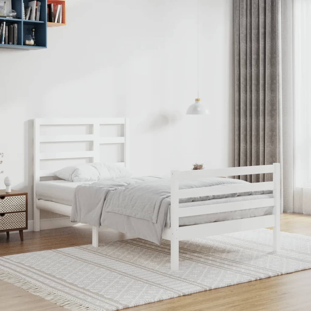 Cadre de lit sans matelas blanc bois massif 90x200 cm - XIOS