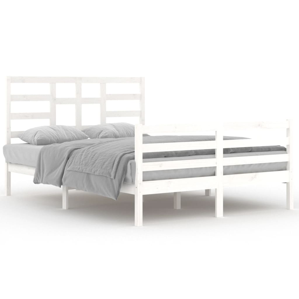 Cadre de lit sans matelas blanc bois massif 140x200 cm - XIOS