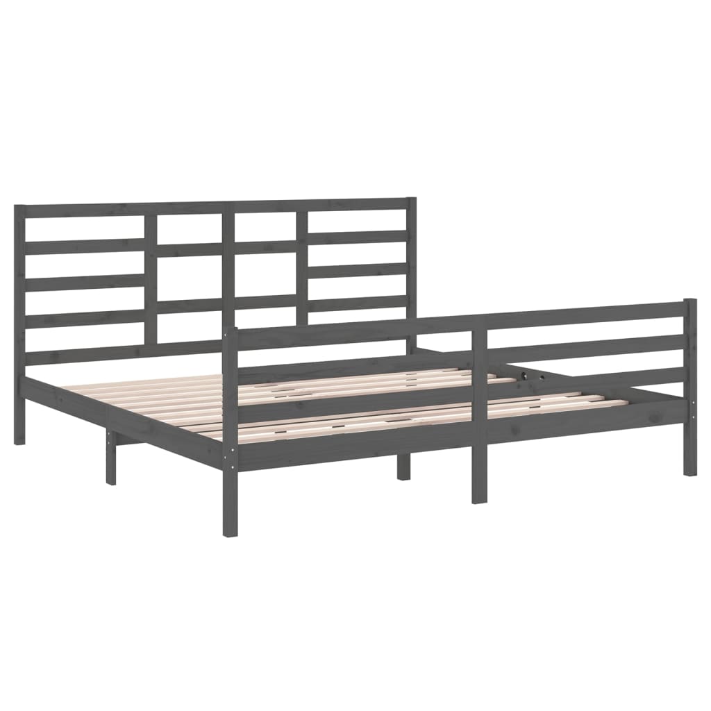 Cadre de lit sans matelas bois massif gris 200x200 cm - XIOS