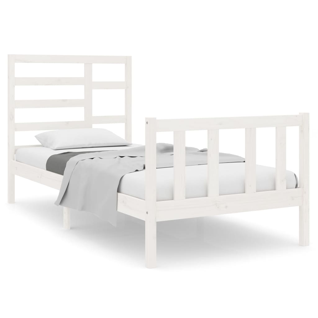 Cadre de lit sans matelas blanc bois massif 90x190 cm - XIOS