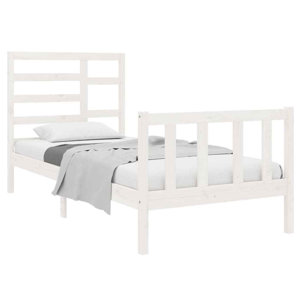 Cadre de lit sans matelas blanc bois massif 90x190 cm - XIOS