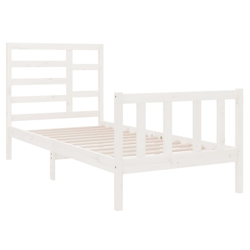 Cadre de lit sans matelas blanc bois massif 90x190 cm - XIOS