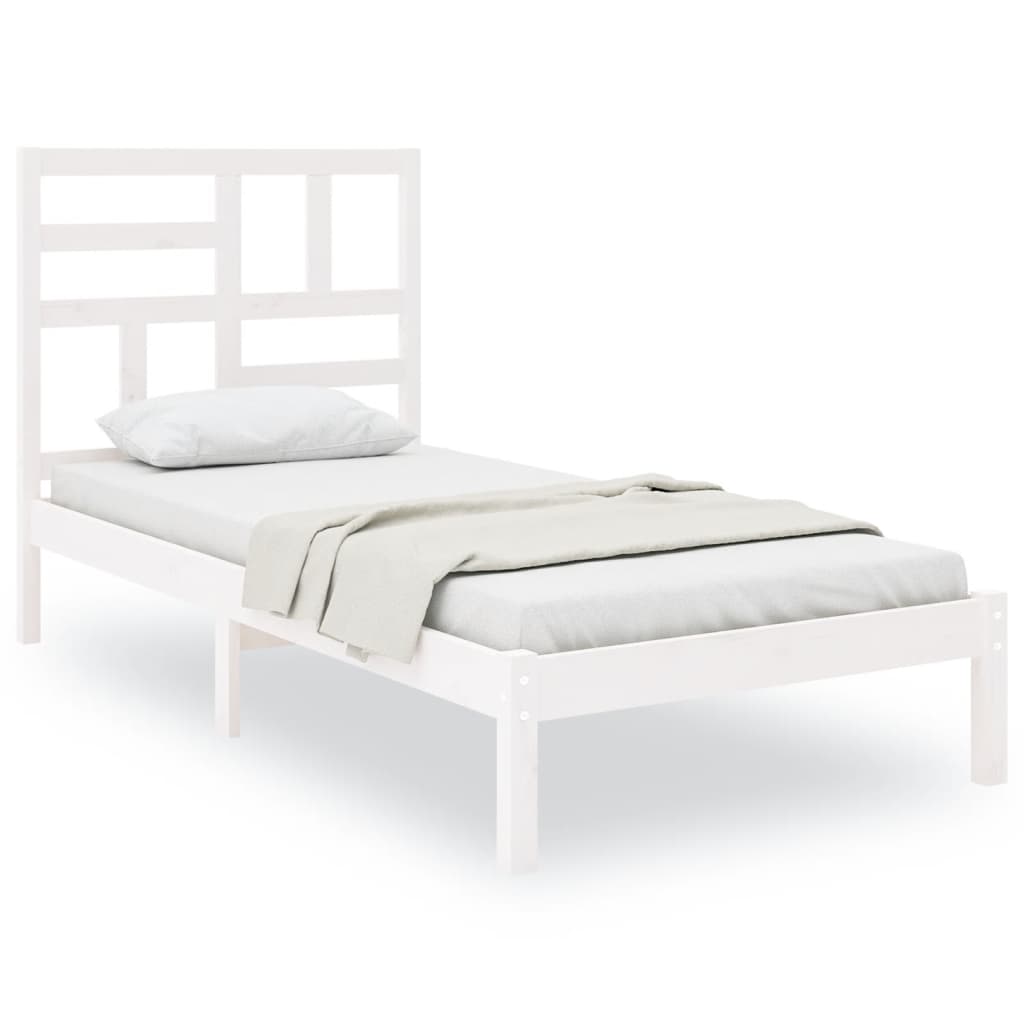 Cadre de lit sans matelas blanc bois massif 90x190 cm - XIOS