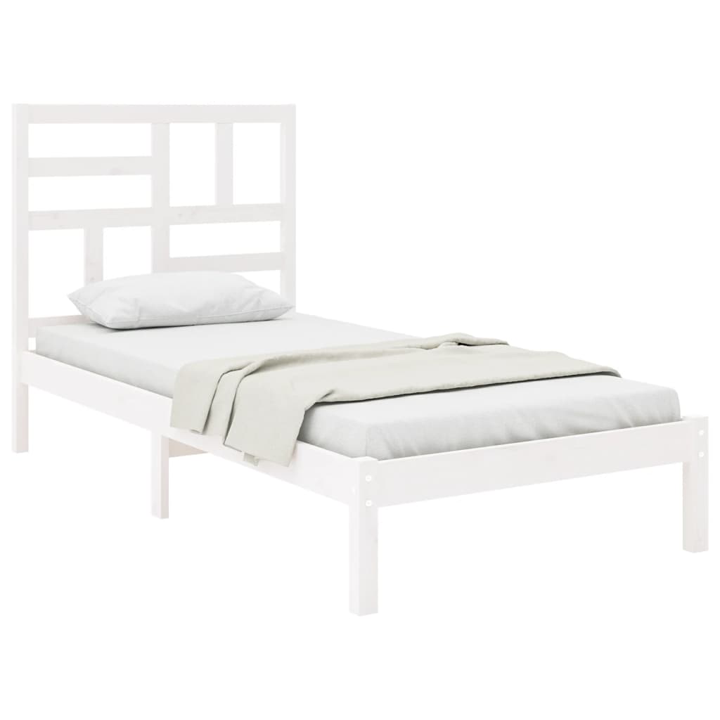 Cadre de lit sans matelas blanc bois massif 90x190 cm - XIOS