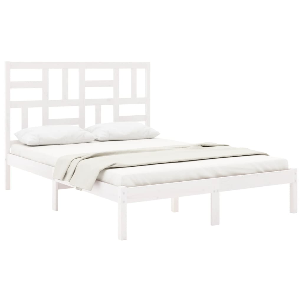 Cadre de lit sans matelas blanc bois massif 140x190 cm - XIOS