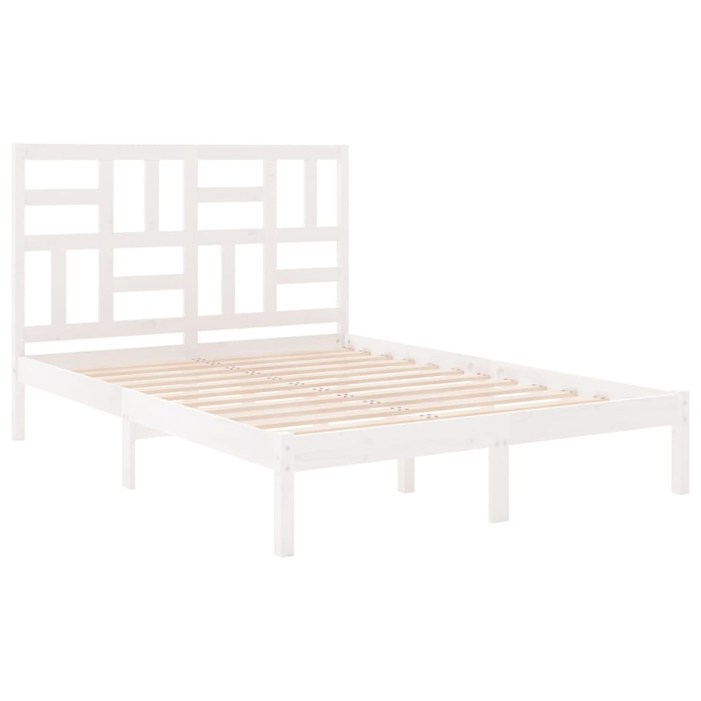 Cadre de lit sans matelas blanc bois massif 140x190 cm - XIOS