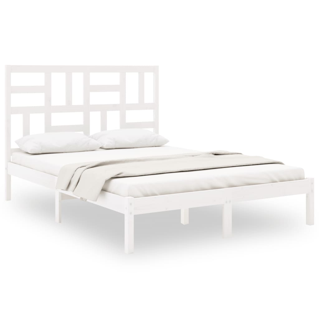 Cadre de lit sans matelas blanc bois massif 140x200 cm - XIOS