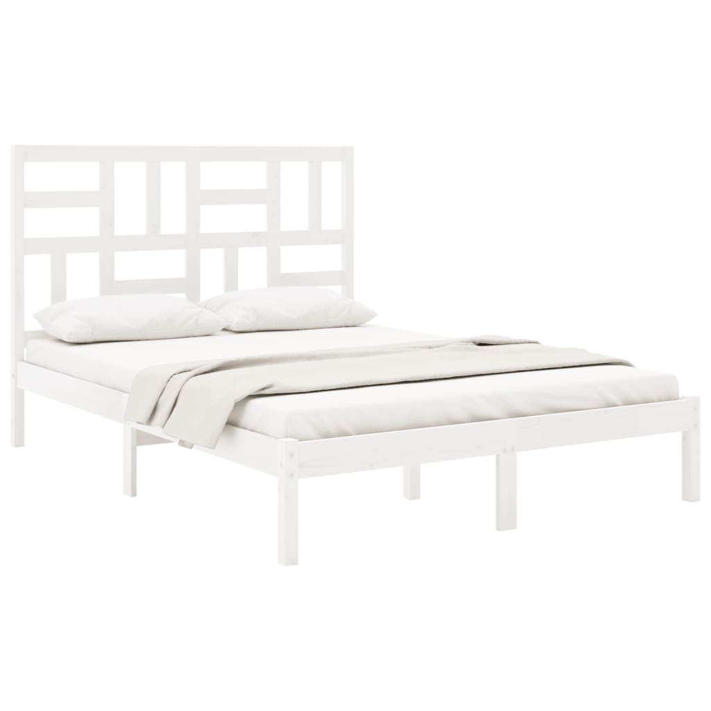 Cadre de lit sans matelas blanc bois massif 140x200 cm - XIOS