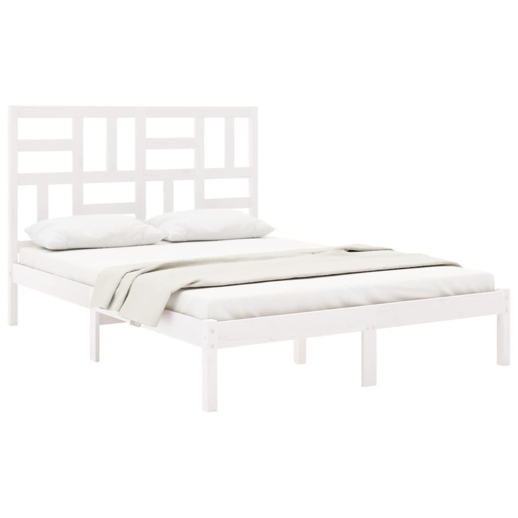 Cadre de lit sans matelas blanc bois massif 160x200 cm - XIOS