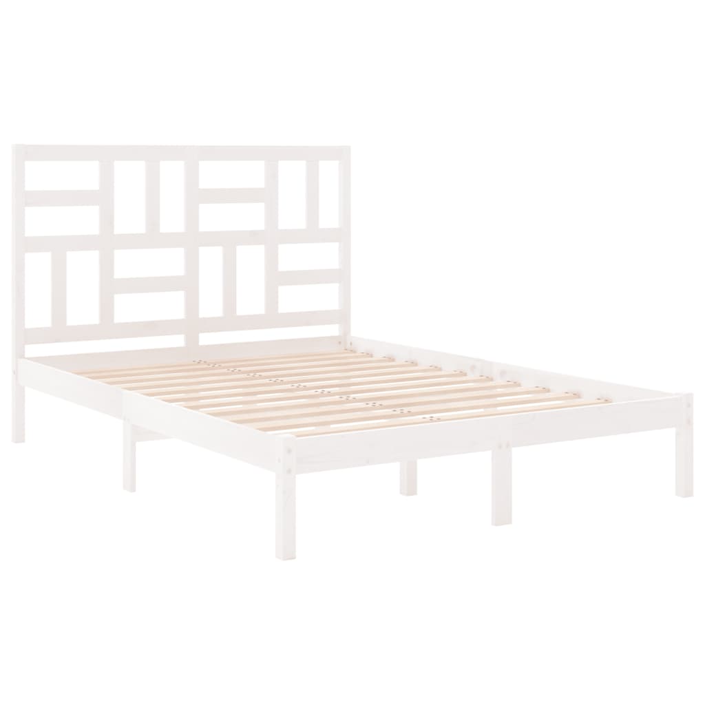 Cadre de lit sans matelas blanc bois massif 160x200 cm - XIOS