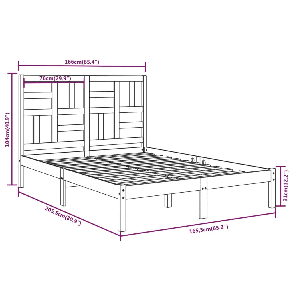 Cadre de lit sans matelas blanc bois massif 160x200 cm - XIOS
