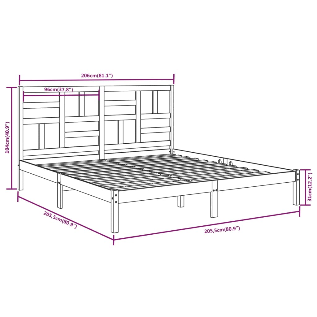 Cadre de lit sans matelas bois massif 200x200 cm - XIOS