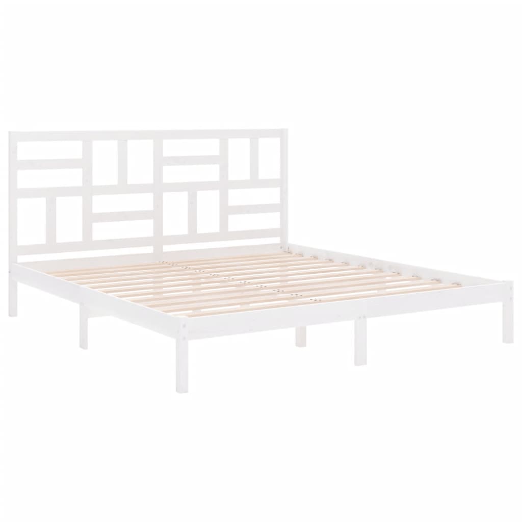 Cadre de lit sans matelas blanc bois massif 200x200 cm - XIOS