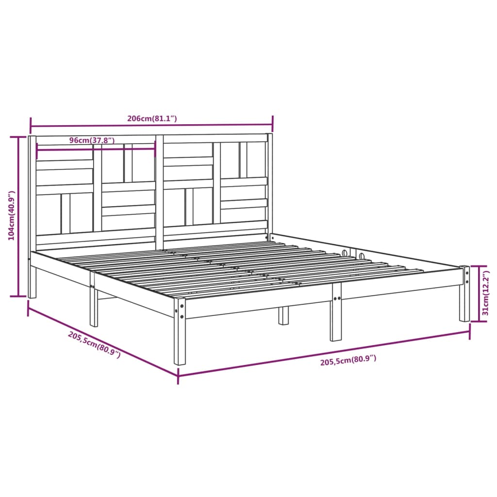 Cadre de lit sans matelas blanc bois massif 200x200 cm - XIOS