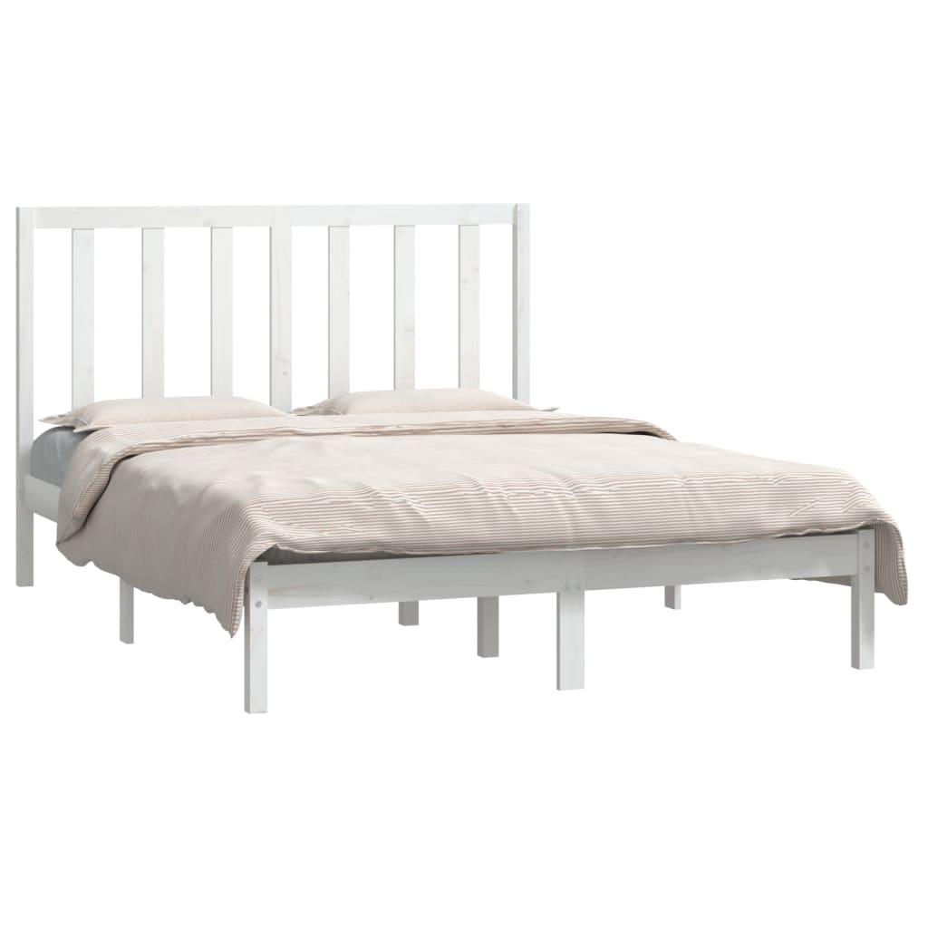 Cadre de lit sans matelas blanc 140x190 cm bois de pin massif - XIOS