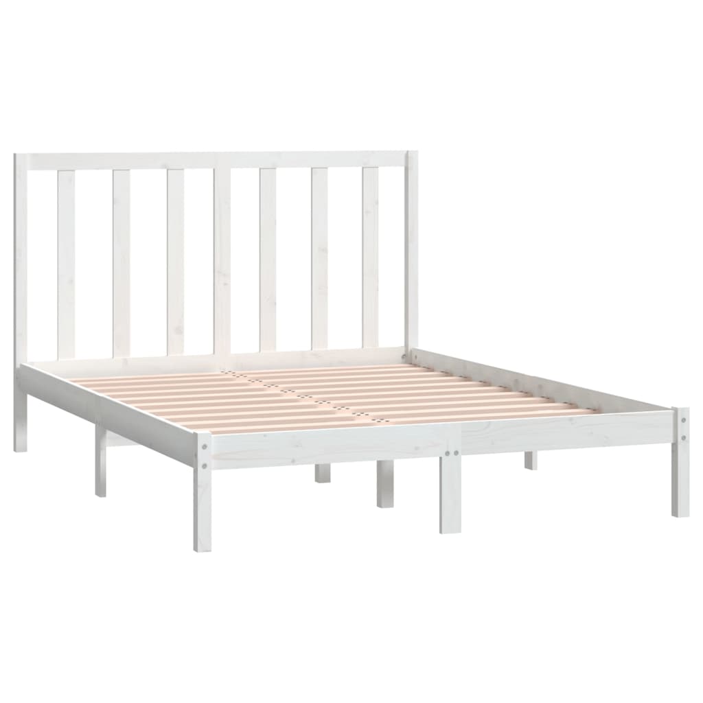 Cadre de lit sans matelas blanc 140x190 cm bois de pin massif - XIOS