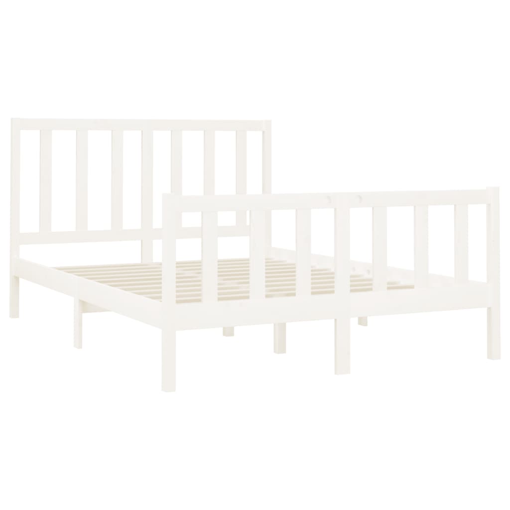 Cadre de lit sans matelas blanc 140x190 cm bois de pin massif - XIOS