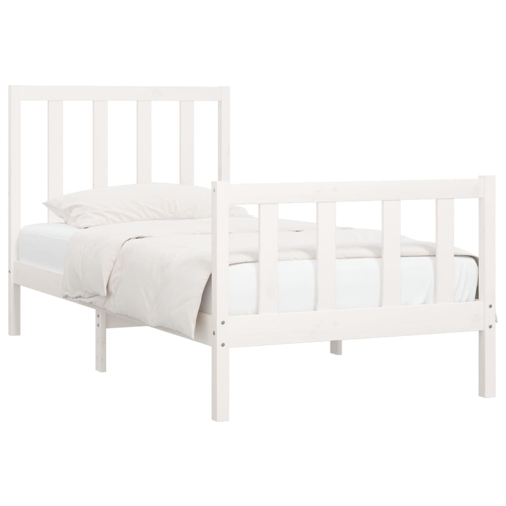 Cadre de lit sans matelas blanc 100x200 cm bois massif - XIOS