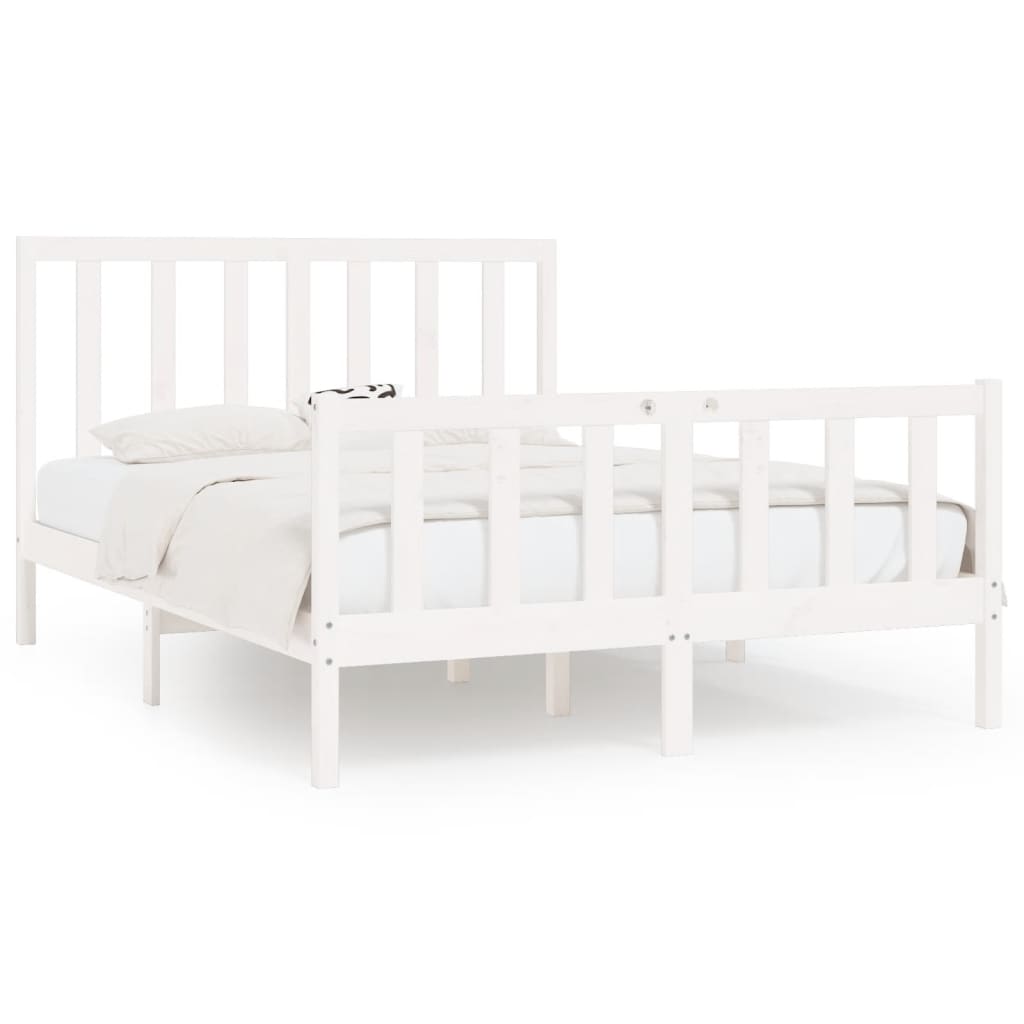 Cadre de lit sans matelas blanc 140x200 cm bois massif - XIOS