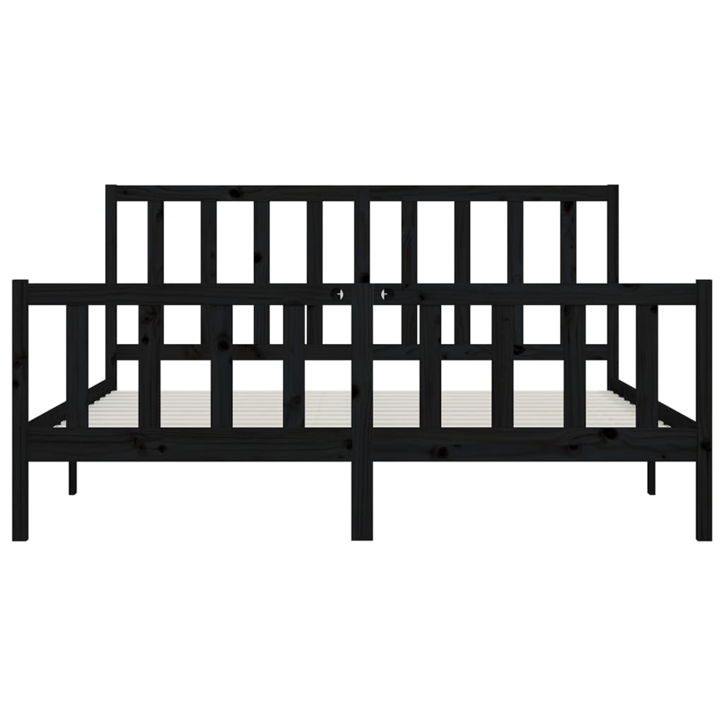 Cadre de lit sans matelas noir 200x200 cm bois massif - XIOS