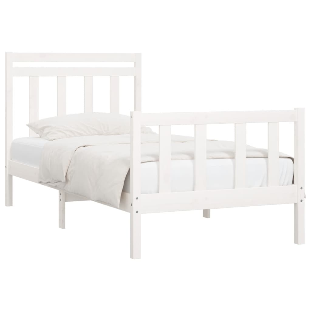 Cadre de lit sans matelas blanc bois de pin massif 100x200 cm - XIOS