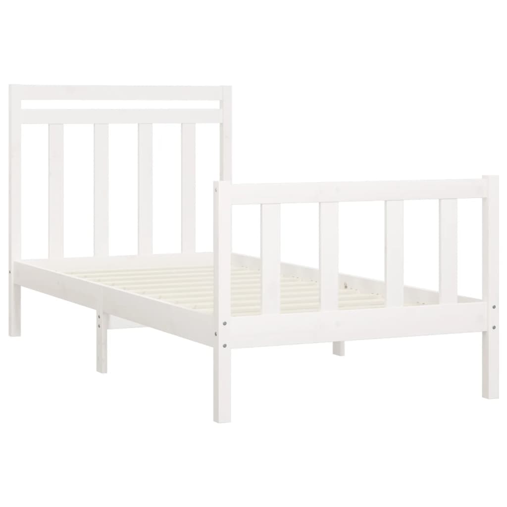 Cadre de lit sans matelas blanc bois de pin massif 100x200 cm - XIOS