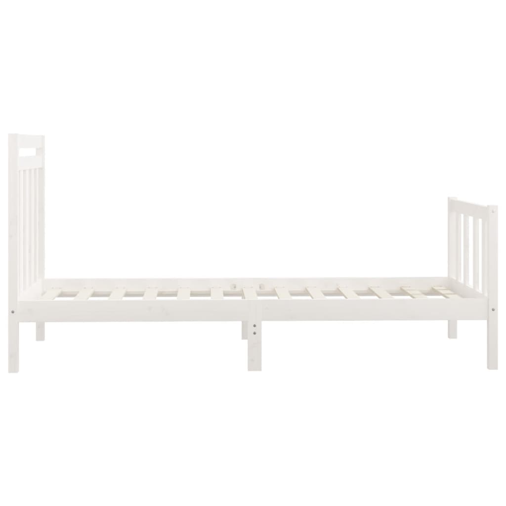 Cadre de lit sans matelas blanc bois de pin massif 100x200 cm - XIOS