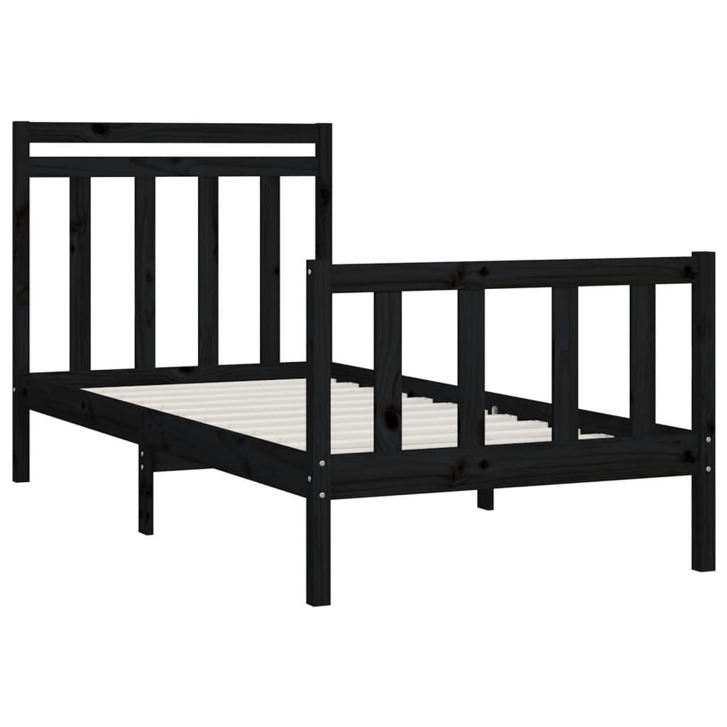 Cadre de lit sans matelas noir bois massif de pin 100x200 cm - XIOS
