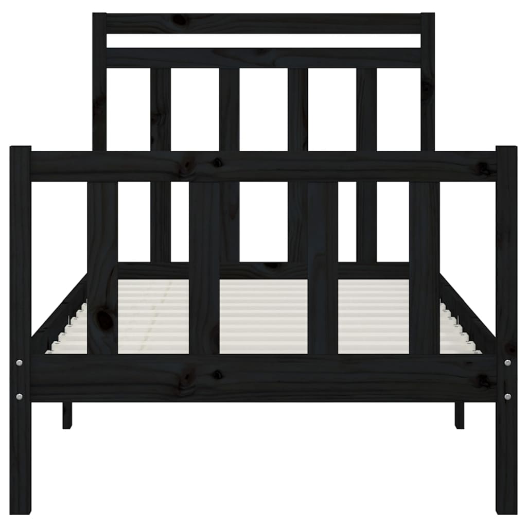 Cadre de lit sans matelas noir bois massif de pin 100x200 cm - XIOS
