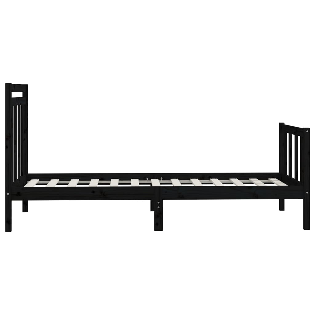 Cadre de lit sans matelas noir bois massif de pin 100x200 cm - XIOS