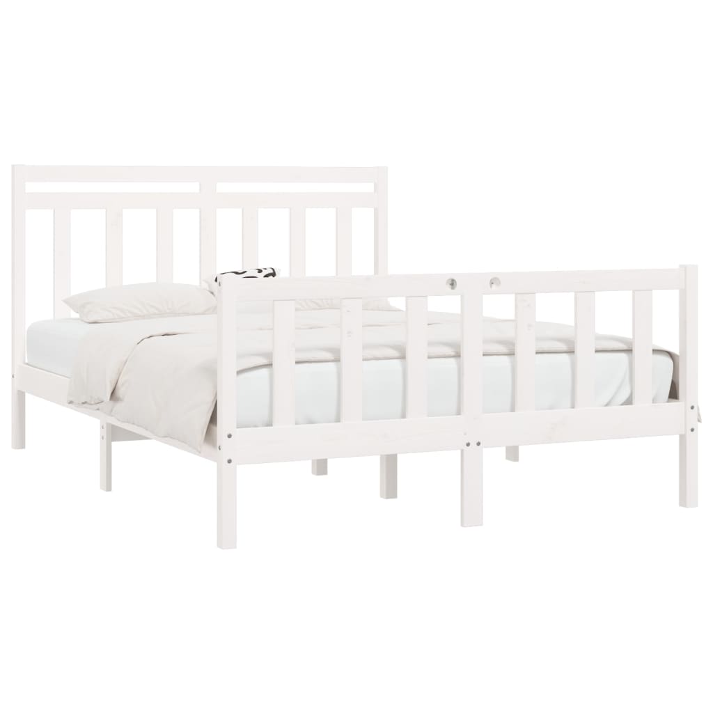 Cadre de lit sans matelas blanc bois de pin massif 160x200 cm - XIOS