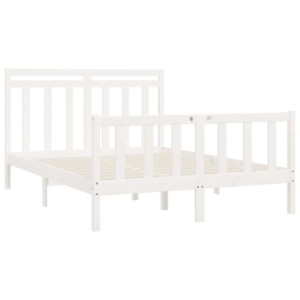 Cadre de lit sans matelas blanc bois de pin massif 160x200 cm - XIOS