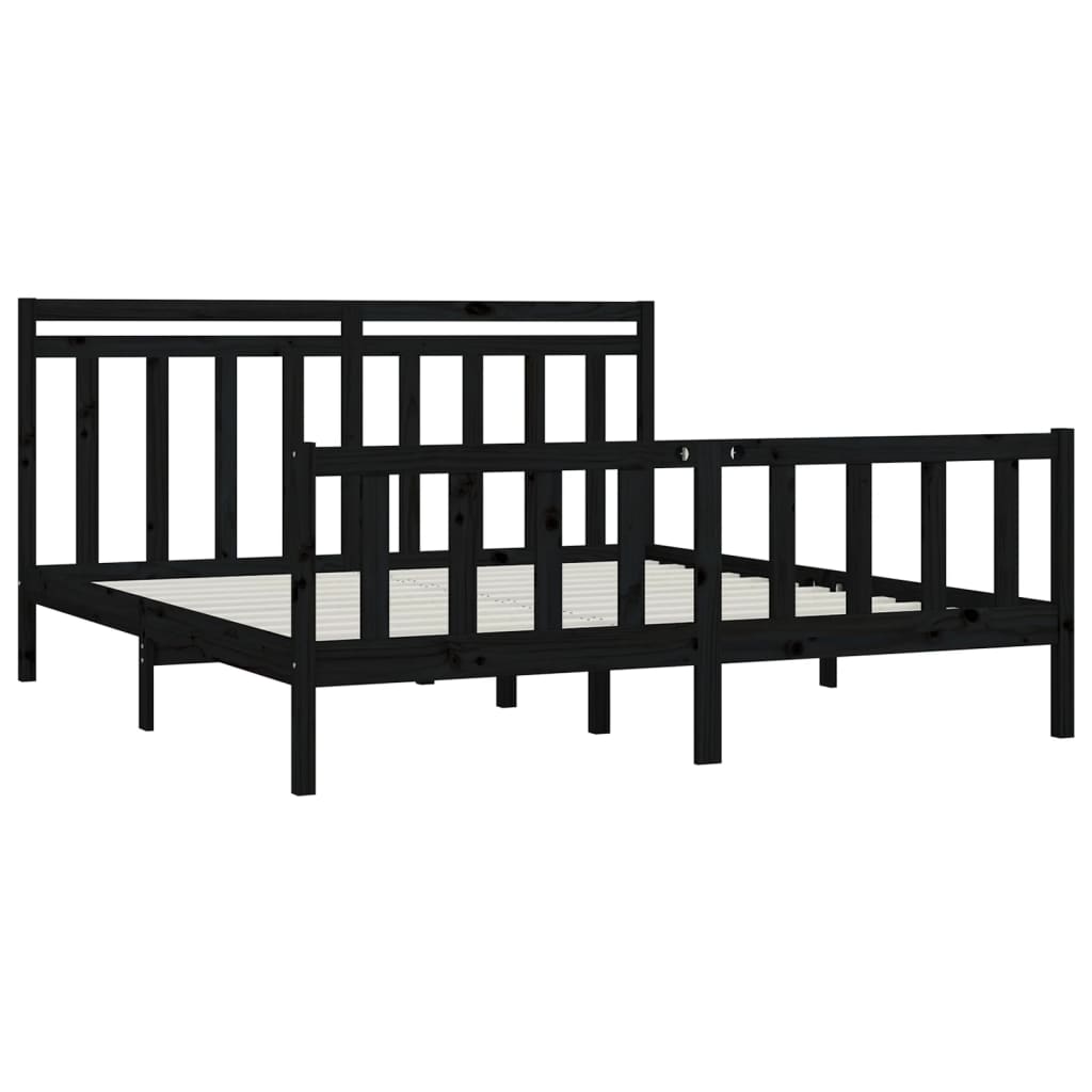 Cadre de lit sans matelas noir bois massif de pin 200x200 cm - XIOS