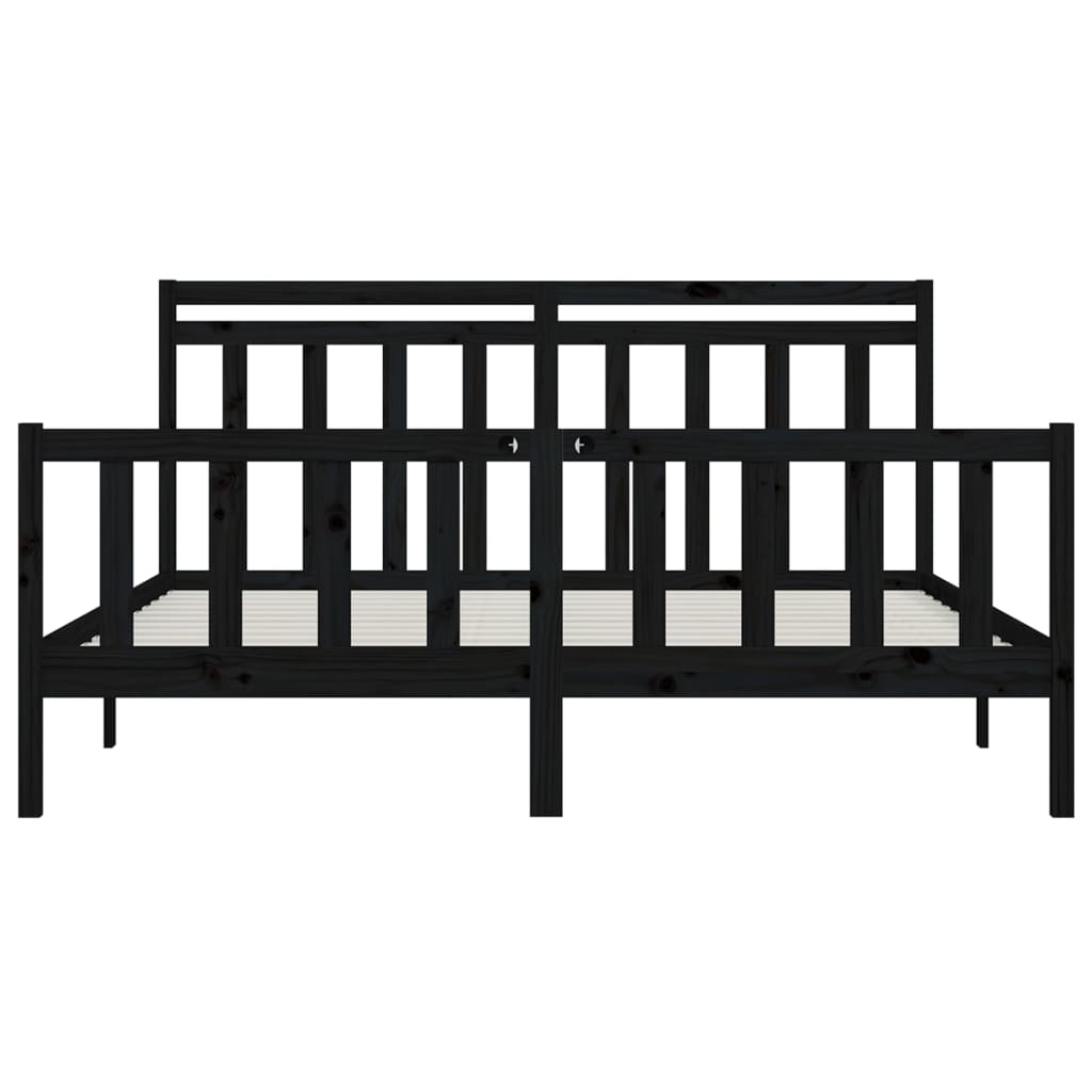 Cadre de lit sans matelas noir bois massif de pin 200x200 cm - XIOS