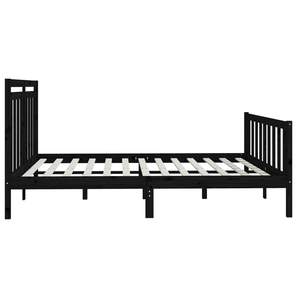 Cadre de lit sans matelas noir bois massif de pin 200x200 cm - XIOS