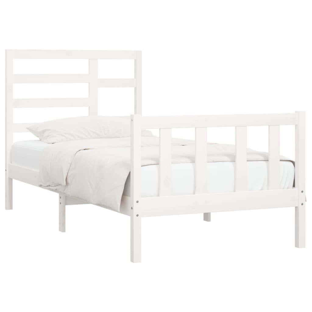 Cadre de lit sans matelas blanc 100x200 cm bois de pin massif - XIOS