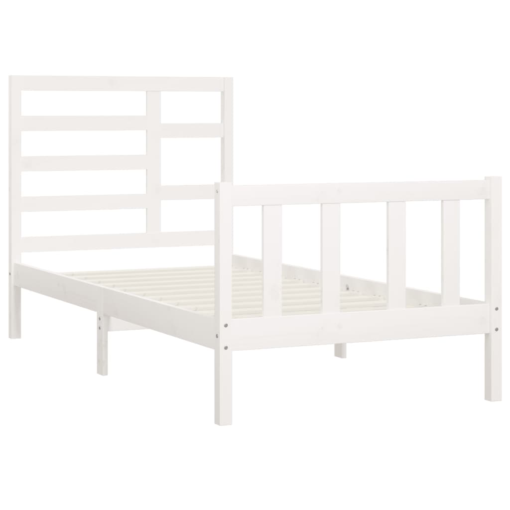 Cadre de lit sans matelas blanc 100x200 cm bois de pin massif - XIOS