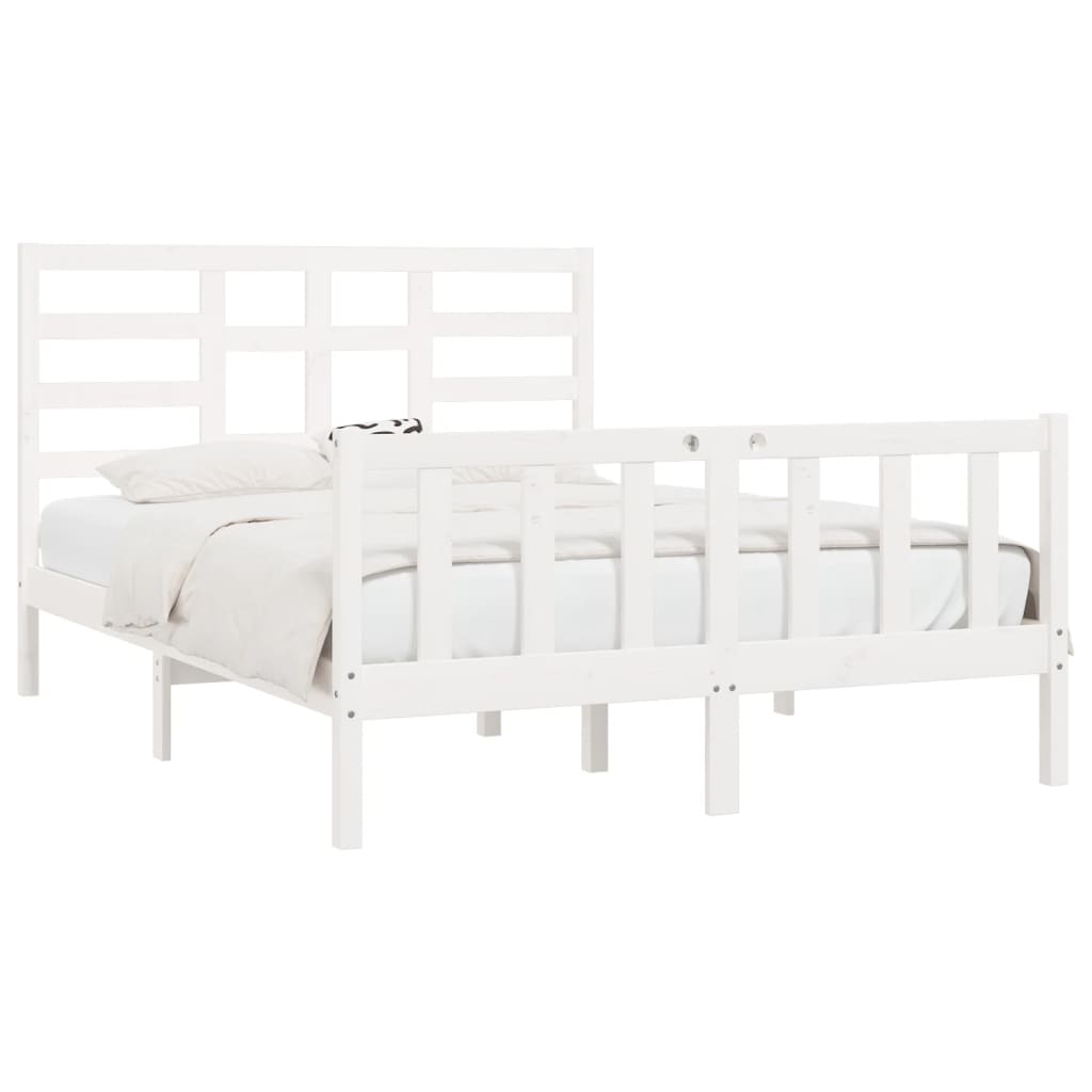 Cadre de lit sans matelas blanc 120x200 cm bois de pin massif - XIOS
