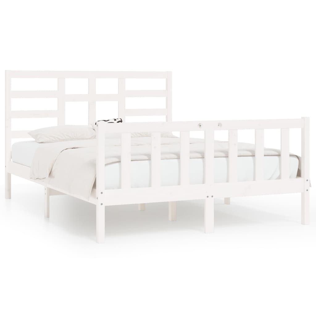 Cadre de lit sans matelas blanc 160x200 cm bois de pin massif - XIOS