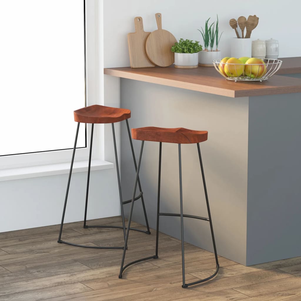 Tabourets de bar Gavin lot de 2 50x40x78cm bois massif manguier - XIOS