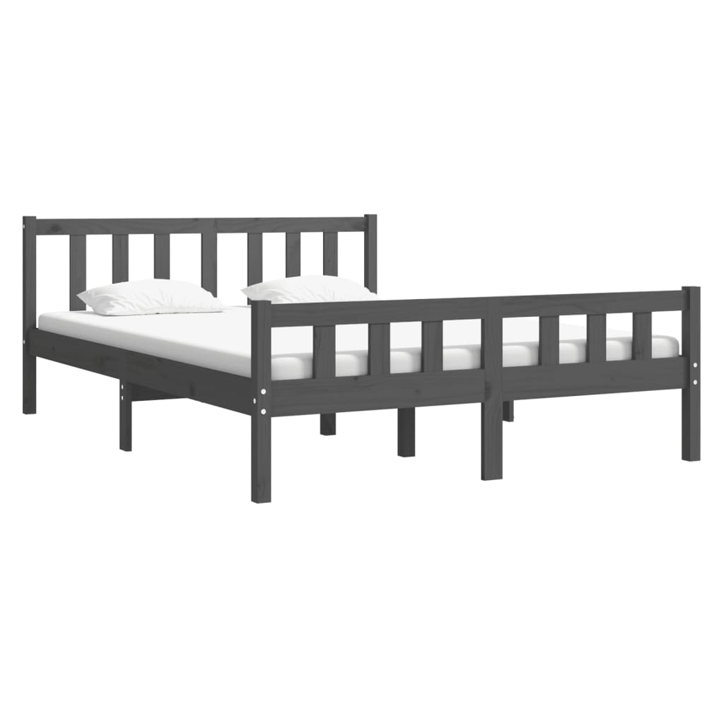 Cadre de lit sans matelas gris bois massif 140x190 cm - XIOS
