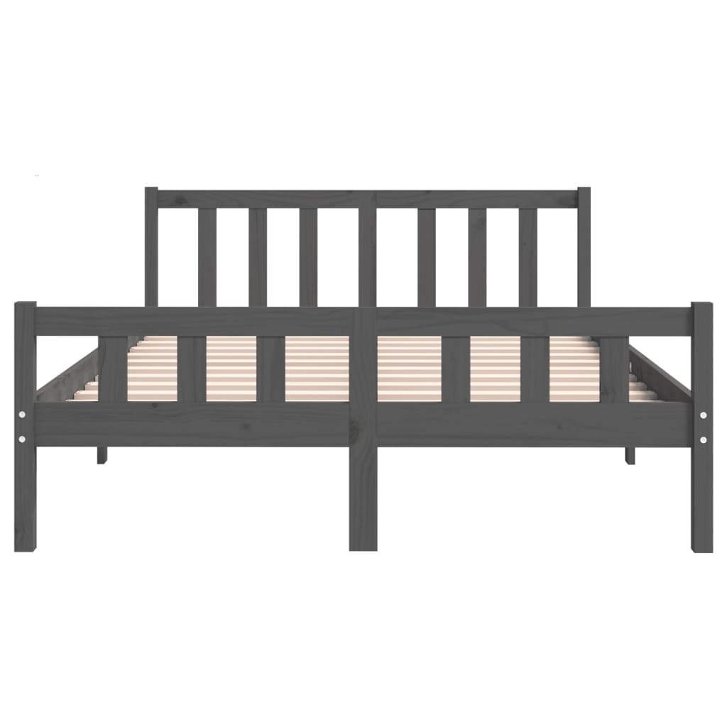 Cadre de lit sans matelas gris bois massif 140x190 cm - XIOS