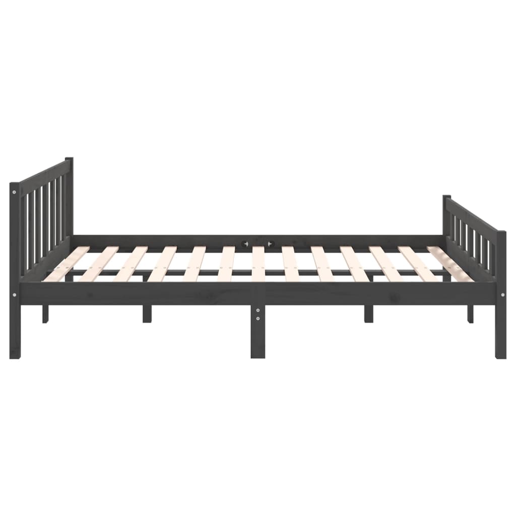 Cadre de lit sans matelas gris bois massif 140x190 cm - XIOS