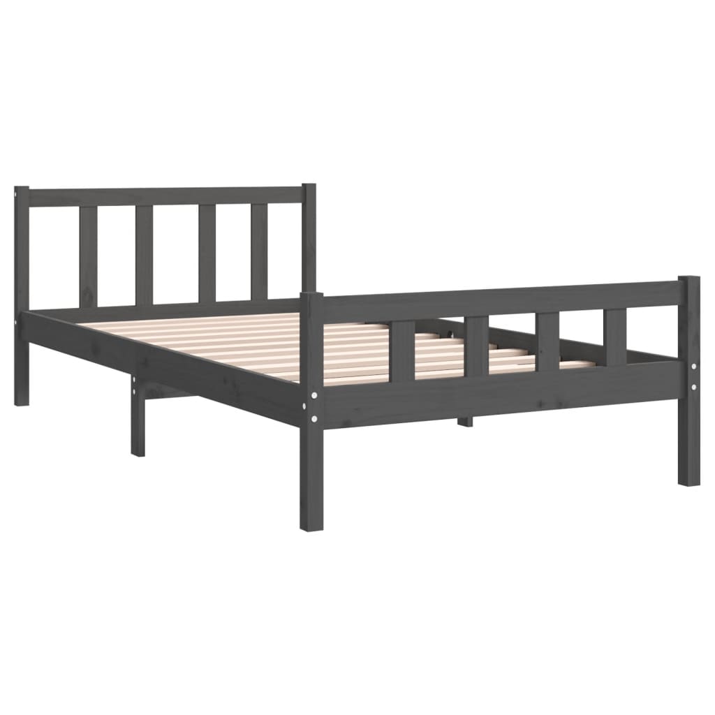 Cadre de lit sans matelas gris bois massif 100x200 cm - XIOS