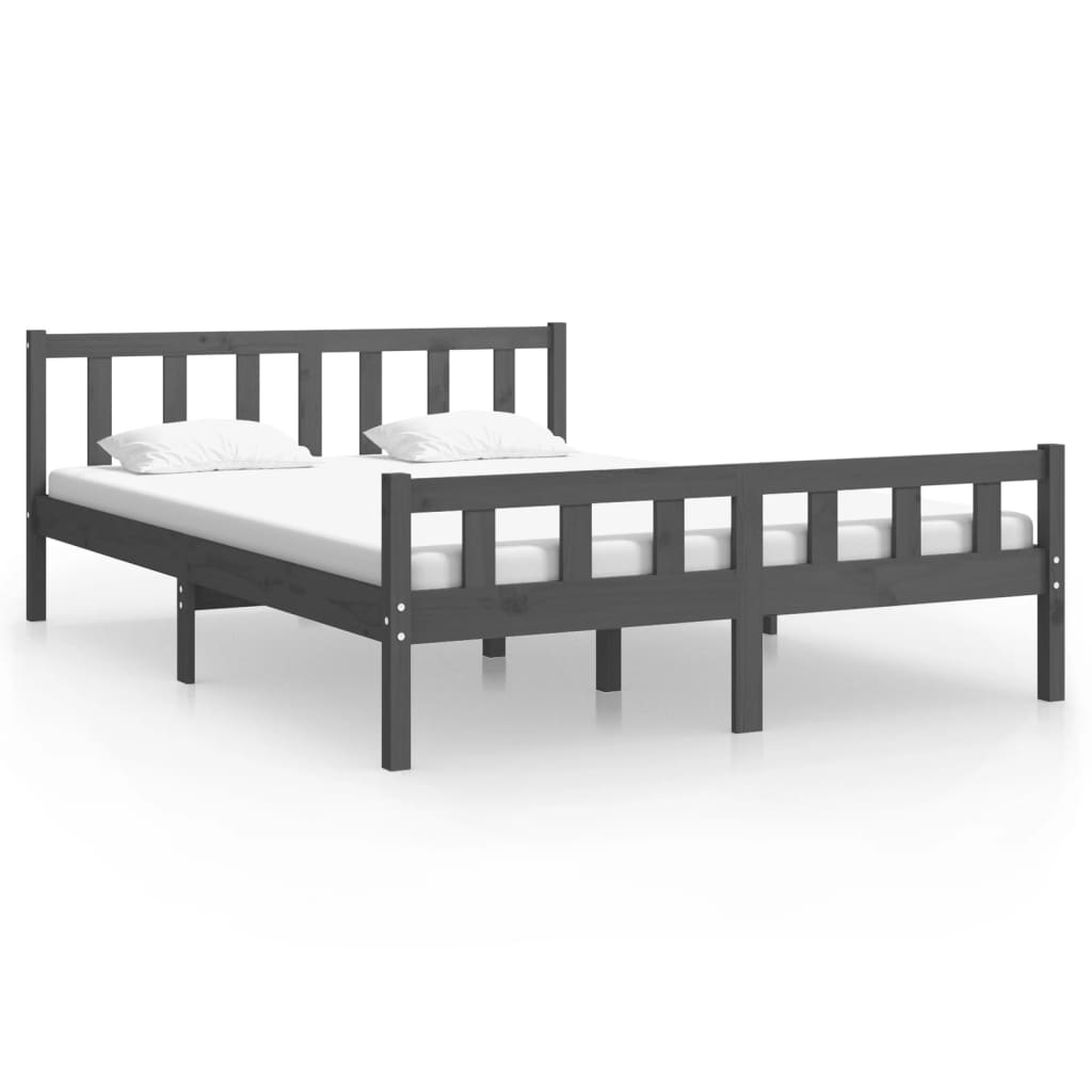 Cadre de lit sans matelas gris bois massif 120x200 cm - XIOS