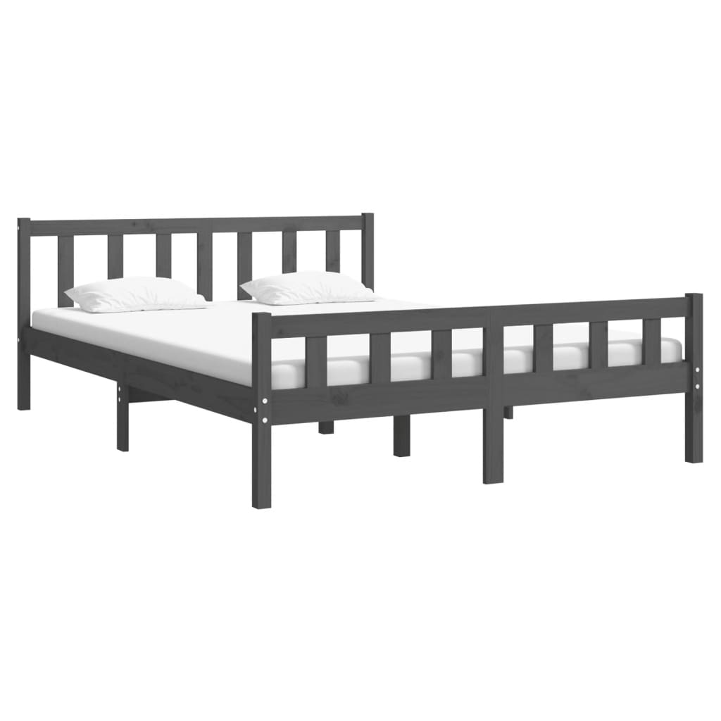 Cadre de lit sans matelas gris bois massif 120x200 cm - XIOS