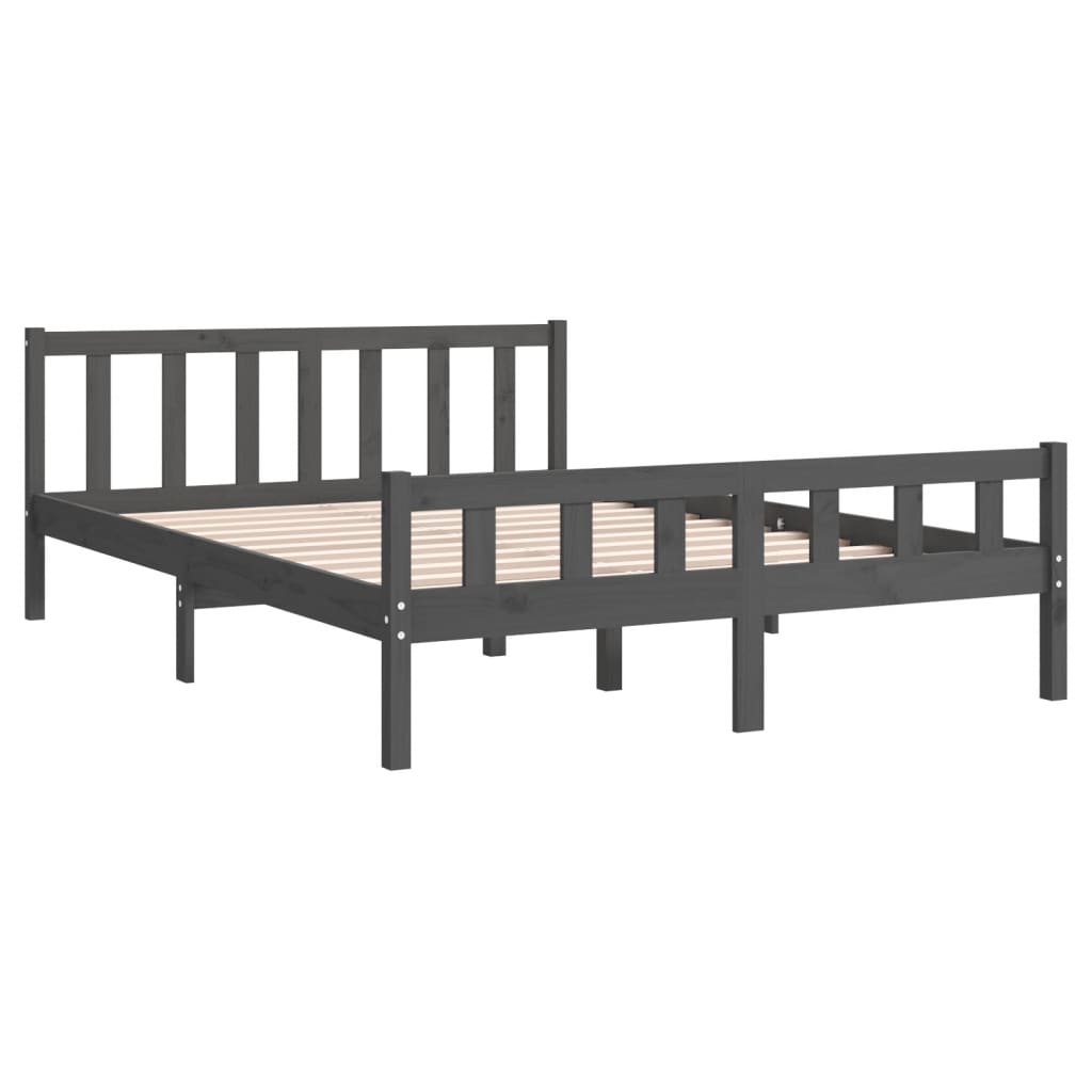 Cadre de lit sans matelas gris bois massif 120x200 cm - XIOS